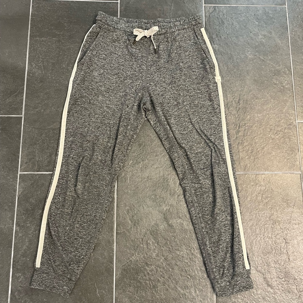 Vuori Women’s Gray Jogger Pants with White Stripe, small